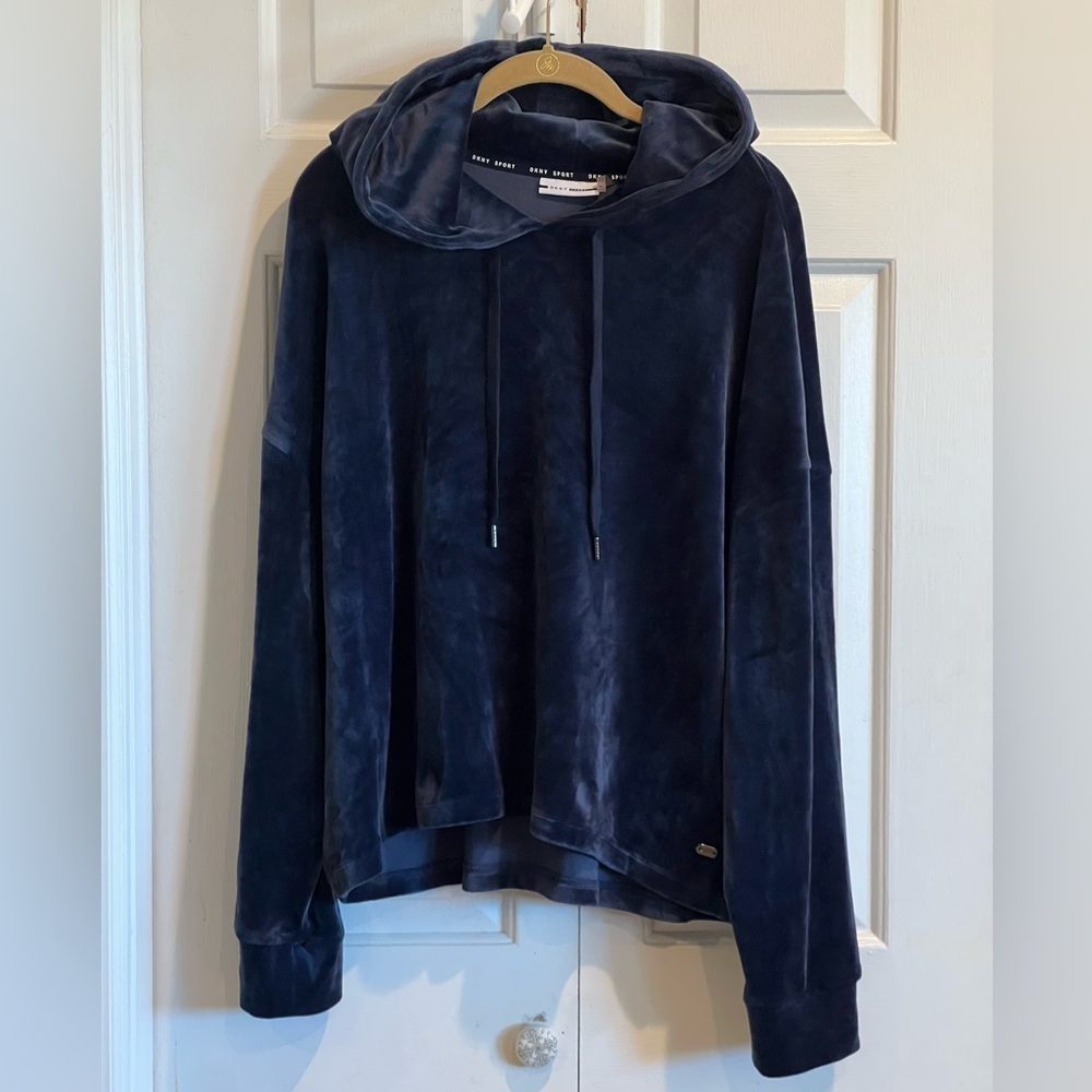DKNY SPORT💙Nice! Dark Blue Velvet Hoodie / Sweatshirt